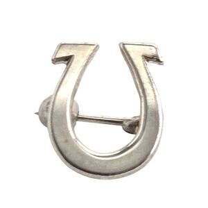 Vintage Haltom Sterling Silver Horseshoe Pin Western Cowboy Good Luck Charm